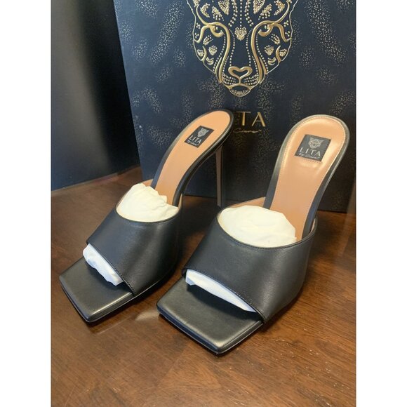 NIB Lita By Ciara / Revolve Solid Square Toe Slid Heels Size 8.5 - Picture 1 of 10